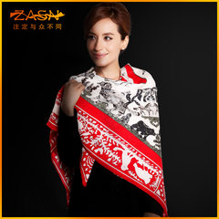 ZASN high-grade ladies winter thickened silk wool cashmere blended scarf scarf shawl red