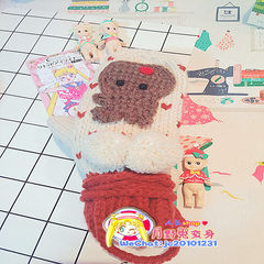 Korean deer wrapped Christmas gifts, hair ball even refers to warm gloves, cute cartoon plus cashmere, neck gloves Beige red edge