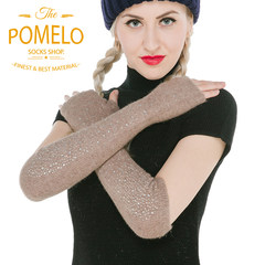 Rabbit wool Half Finger Gloves Long Thick drill hole refers to the women's warm winter arm sleeves set of false sleeves