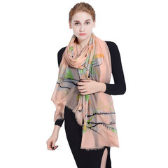 Good morning ladies cashmere wool antelope hand-painted super delicate 320 water-soluble leaf butterfly scarf