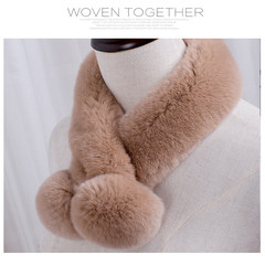 100% whole skin rabbit hair scarf Korean lady fur collar Double thick warm winter