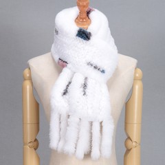 Korean mother lady rabbit scarf scarf winter new wool hand woven fur fringed scarf Rex