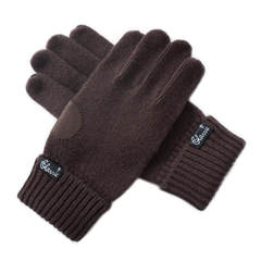 Crass New Style Men's autumn winter wool gloves classic wool touchscreen thickened thermal gloves B12 Brown larger