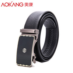 AOKANG new men's leather belt buckle automatic all-match solid with a young business man shopping belt 1cm