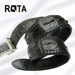 ROTA专柜正品 泰国老鳄鱼男士皮带新款手工编织男式真皮腰带潮