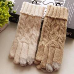 Foreign trade winter twist touch screen thickening refers to wool knitting wool gloves warm