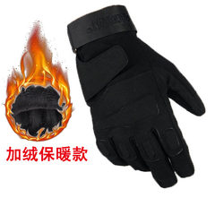 All soldier gloves, men's army fans, cycling training, anti skid driving, autumn and winter Black Hawk long fingers tactical gloves upgrade, velvet black long Y (no gifts)