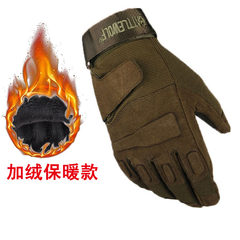 Special soldier's total gloves, men's army fans, cycling training, anti skid driving, autumn and winter Black Hawk long fingers tactical gloves upgrade and cashmere green long Y (no gifts)