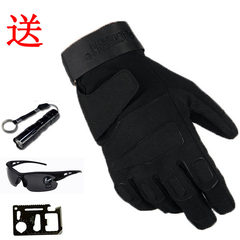 Special soldiers, all fingers gloves, men's army fans, cycling training, anti skid driving, autumn and winter Black Hawk long fingers tactical glove import black long Y (gift flashlight glasses tool card)