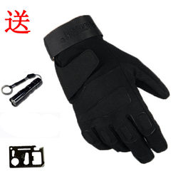 Special soldiers, all fingers gloves, men's army fans, cycling training, anti skid driving, autumn and winter Black Hawk long fingers tactical gloves imported black long Y (giving flashlight tool cards)