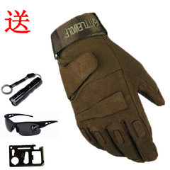 Special soldiers, all fingers gloves, men's army fans, cycling training, anti skid driving, autumn and winter, Black Hawk long fingers tactical gloves, import army green long Y (gift flashlight glasses tool cards)