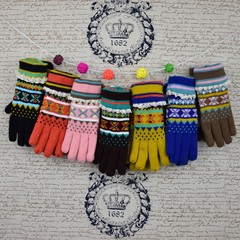 Girls warm in winter, five fingers refers to wool, lace thickening, lovely knitting, Japan and South Korea Department gloves