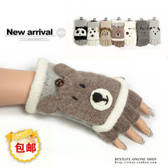 Department of forestry, Japan and winter cute little animal modeling, warm, semi finger flip, dual-use wool, wool, gloves, mail