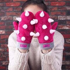 Extra warm, warm Korean cartoon gloves, winter cute, suede, student doll gifts, all refers to neck gloves, cycling
