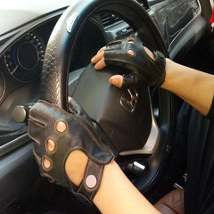 WARMEN2017 new leather, spring and summer gloves, men's driving, driving, outdoor riding, anti-skid, Half Finger Gloves