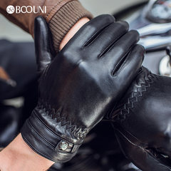 BOOUNI leather gloves, men's winter warm motorcycle leather gloves, driving sheep gloves, bike gloves