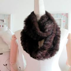 Clearing house! Brown black tip double color Rex fur collar length double knitting scarf