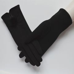 Type warm gloves, touch gloves, female models, winter driving, spring and autumn single touch screen gloves, women's autumn and winter cotton women Black touch screen