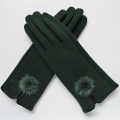 Type warm gloves, touch gloves, female models, winter driving, spring and autumn single touch screen gloves, women's autumn and winter cotton women Army green touch screen