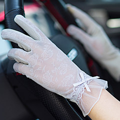Driving lace sunscreen gloves, ladies thin summer, short touch screen, fashionable spring and autumn anti-skid, breathable and anti ultraviolet B1 (grey)