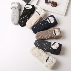 Korean lady autumn warm winter fashion cute pearl students refers to the hair with thick cashmere wool gloves