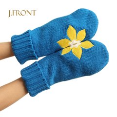 J.FRONT Unisex all-match parquet section warm winter fleece liner full knitting mittens handbag