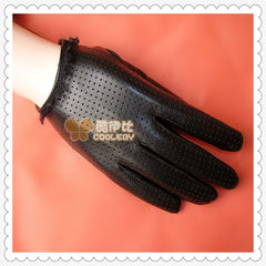 Leather gloves, goat skin, hand back lace, fashionable lace and sheepskin, -M lace.
