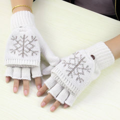 Winter female wool refers to half finger flip Snow Gloves, Korean female students writing refers to warm knitted gloves
