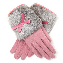 Women touch gloves thin warm winter rabbit hair wool Wuzhi Korean fashion gloves