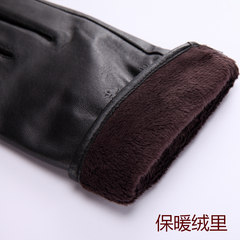 Leather gloves, cold, thicken, authentic sheep, mail, mail, driving gloves, leather men, cashmere, winter warm Black sheep skin thin money (M)
