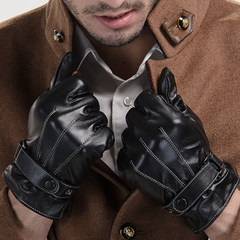 New winter men's leather gloves, men thickening head, sheepskin, warm touch screen, cashmere gloves, special delivery