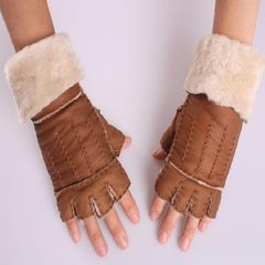 Leather fur, a pair of men and women, couples lengthened gloves, winter thickening, half finger gloves, computer gloves