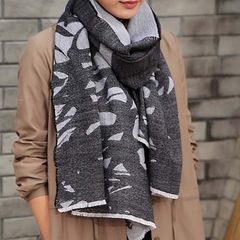 Warm winter, wool blended, double sided black and white, swallow, jacquard, wool, cashmere, casual, thick shawl, scarf