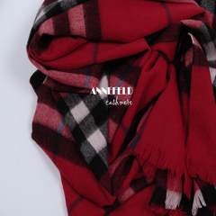 Export single genuine cashmere wool blended European style big Scarf Shawl warm thin red bug
