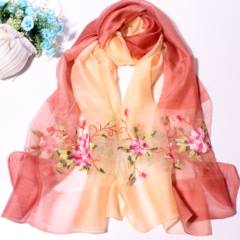 Silk embroidery, wool blended embroidery scarf, warm breathable, long scarf, thin shawl, cashmere shawl