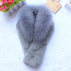 新款冬季英伦獭兔围巾拼接皮草狐狸毛围脖中长款围巾女交叉吸铁磁