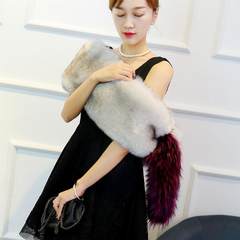 Korean version of the new big Plush Faux Fur fox raccoon fur stitching luxury tail Scarf Shawl