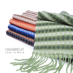 Scarf cat value preferential selection of European single fine woven jacquard stripe cashmere wool blended leisure thermal towel Orange