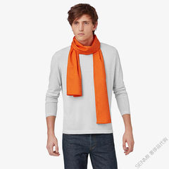 Hermes men's accessories, French purchasing, genuine Hermes, 17 new orange prints, cashmere, wool blended scarves Cobalt blue