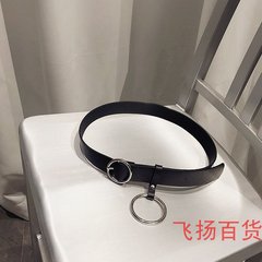 Korean version of the Uang spring big ring Pu women's fashion leather all-match wide belt buckle belt female students tide