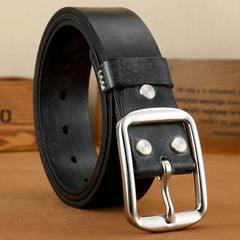 Hot male leather belt buckle stainless steel needle layer pure leather bridle leather retro men belt grinding 105cm