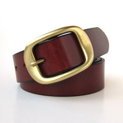 The copper layer of leather belt buckle pin leisure leather belt men's Jeans Belt wide black belt female 105cm