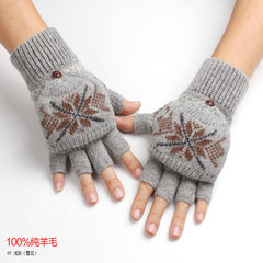 Han Style Men's winter and winter knitting wool, warm wool, pure wool, cashmere, semi finger, finger show, gloves, flip fashion