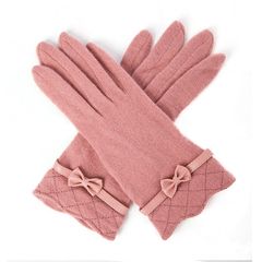 Women's winter, Korean fashion, PU, butterfly knot, student cycling, warmth points, knitting wool, knitting wool, gloves