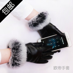 Ladies Gloves touch gloves in warm and windproof gloves leather gloves hair spring and winter shipping