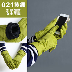 Ping family every girl winter plus cashmere, warm finger, gloves, middle-aged and elderly ladies, green mobile phone, touch screen gloves