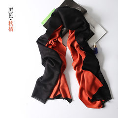 Wool and cashmere blended double faced double colored shawl scarf 0.35kg black autumn orange
