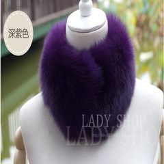 Real fur collar, fur collar, fox fur collar, fur collar, fur scarf, short Korean, autumn and winter women, multicolored, dark purple clip.