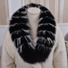 Real fox fur collar, green fruit collar, men's fur scarf, real hair collar, neck skin, whole skin, made of cow horn, black and white cloth, long 80CM.