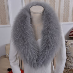Real fox fur collar, green fruit collar, men's fur scarf, real hair collar, leather neck, round hair, black and white grey cloth, long 80CM.